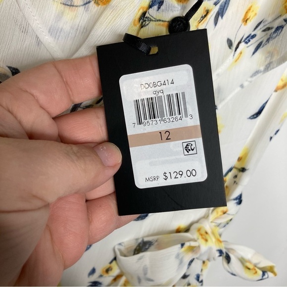 NWT DKNY floral dress hi-lo ruffle size 12 - Picture 3 of 9